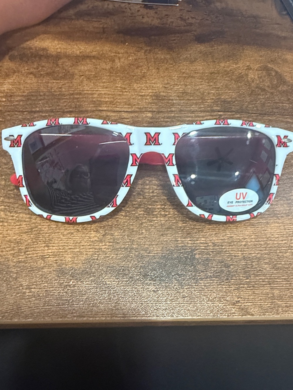 Miami University (Ohio)  White Sunglasses with Red 'M' Logo Print